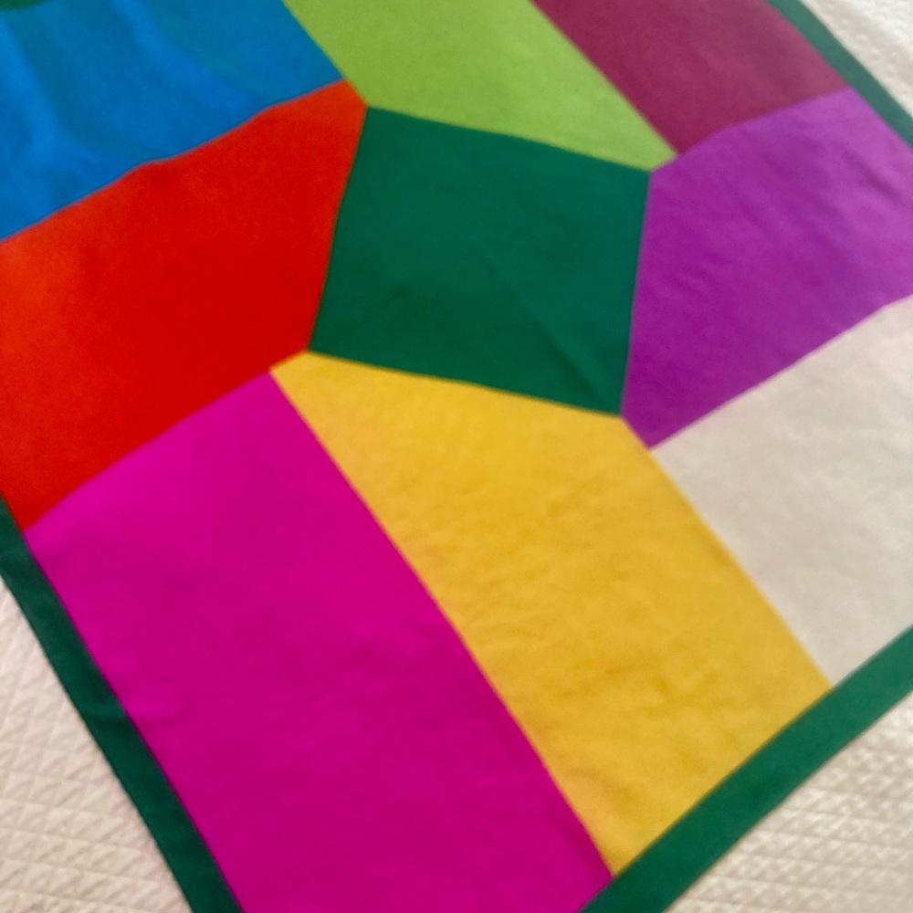 SIMON CHANG vintage silk scarf. Abstract and colourful